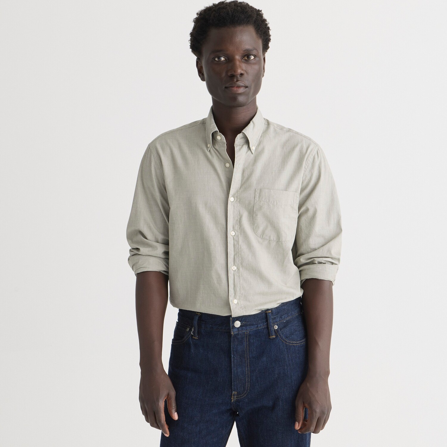

Рубашка из тонкого хлопкового поплина с секретной стиркой J.Crew, зеленый