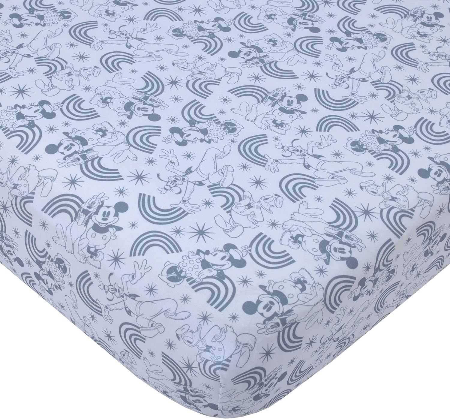 

Серая и белая простыня для кроватки из полиэстера для детской комнаты Pluto, Goofy и Rainbows Disney «Микки и друзья», Pluto, Goofy, And Rainbows
