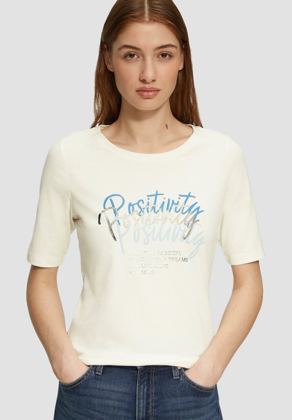 

Футболка с принтом SLIM FIT MIT FRONTPRINT s.Oliver, белый