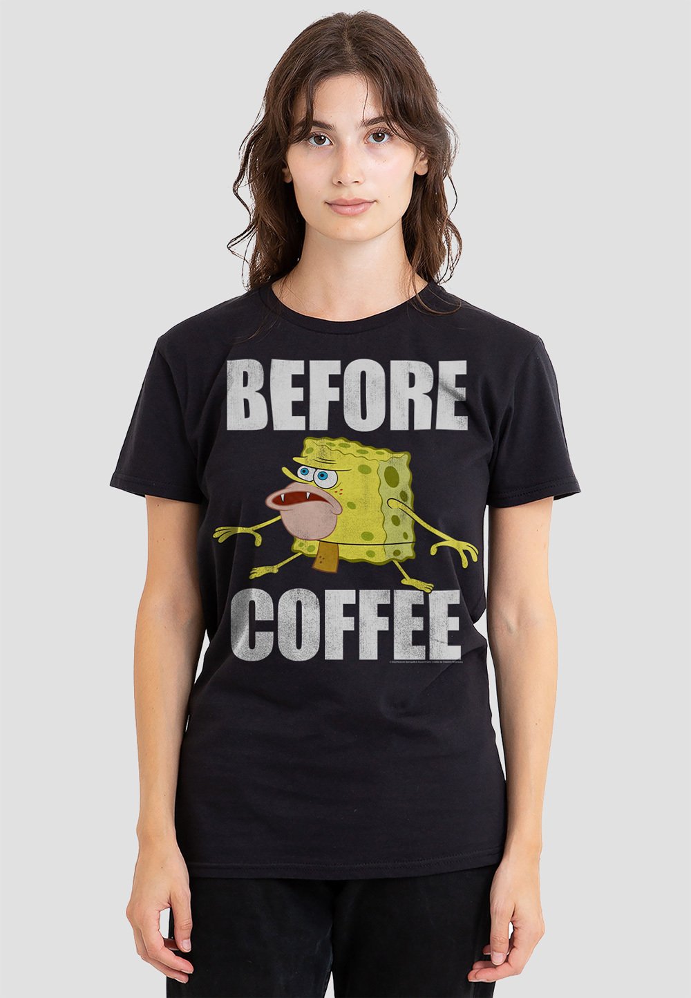 

Футболка с принтом SPONGEBOB BEFORE COFFEE MEME Cotton Soul, черный