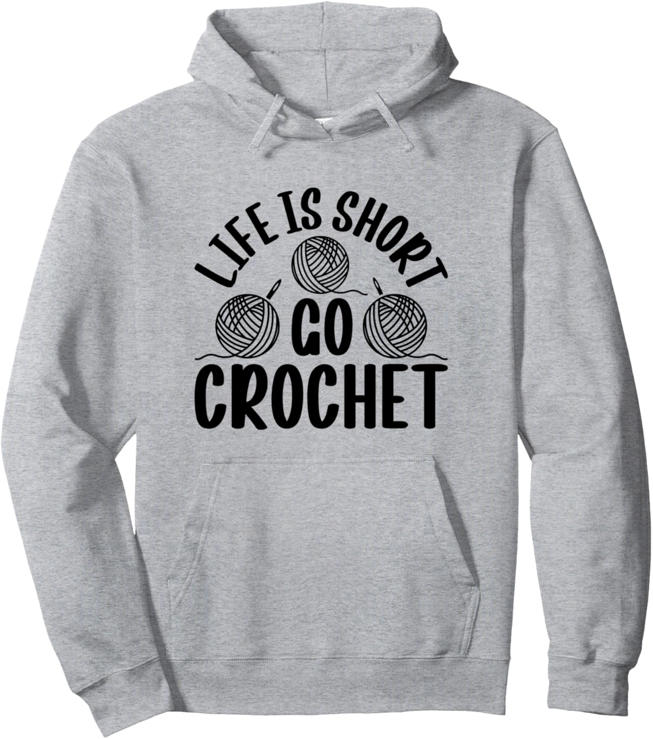 

Вязание крючком - Жизнь коротка, вперед! Худи, связанное крючком Crochet Crocheting Crocheter, серый