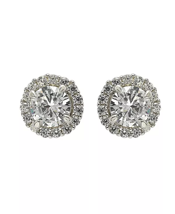 

Серьги-Гвоздики Suzy Levian из стерлингового серебра с кубическим цирконием, классические круглые, с ореолом Suzy Levian New York, white