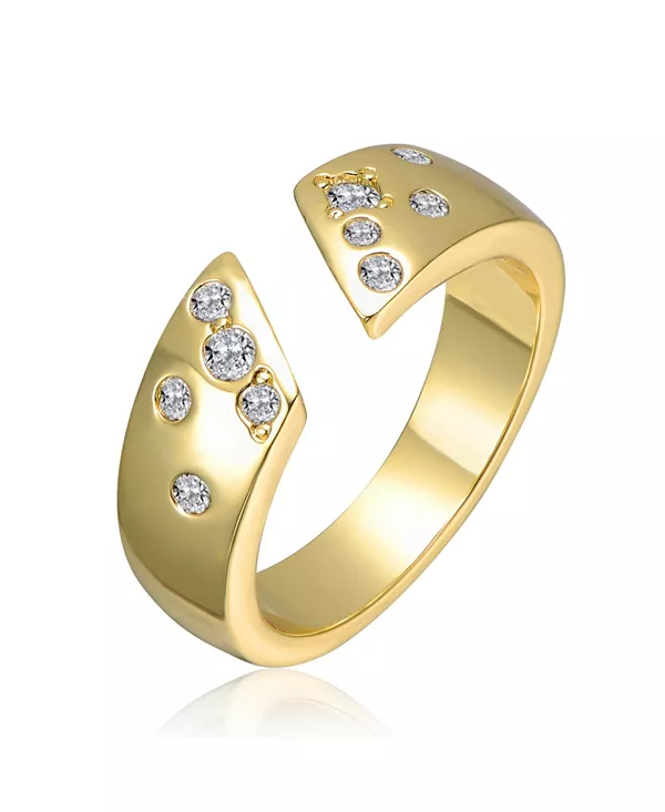 

Кольцо с открытым кольцом, покрытое 14-каратным золотом и прозрачным кубическим цирконием Rachel Glauber, gold