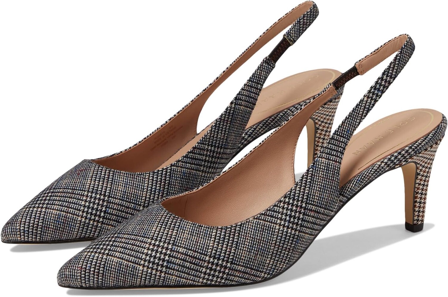 

Туфли Cole Haan Vandam Sling Back Pump 65 mm, цвет Multi Plaid Textile
