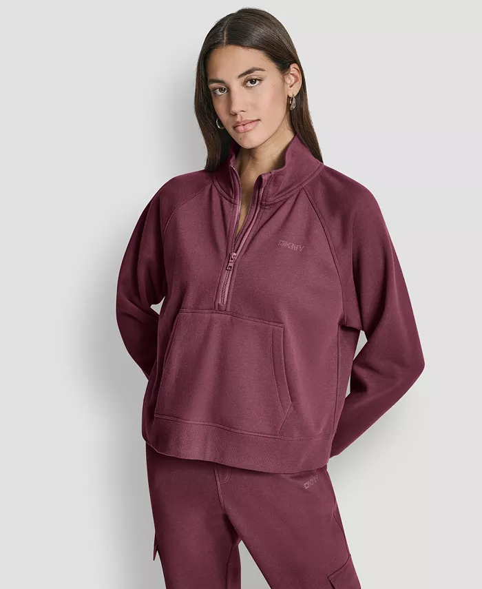 

Женский худи с полумолнией и логотипом под стразы Dkny, красный