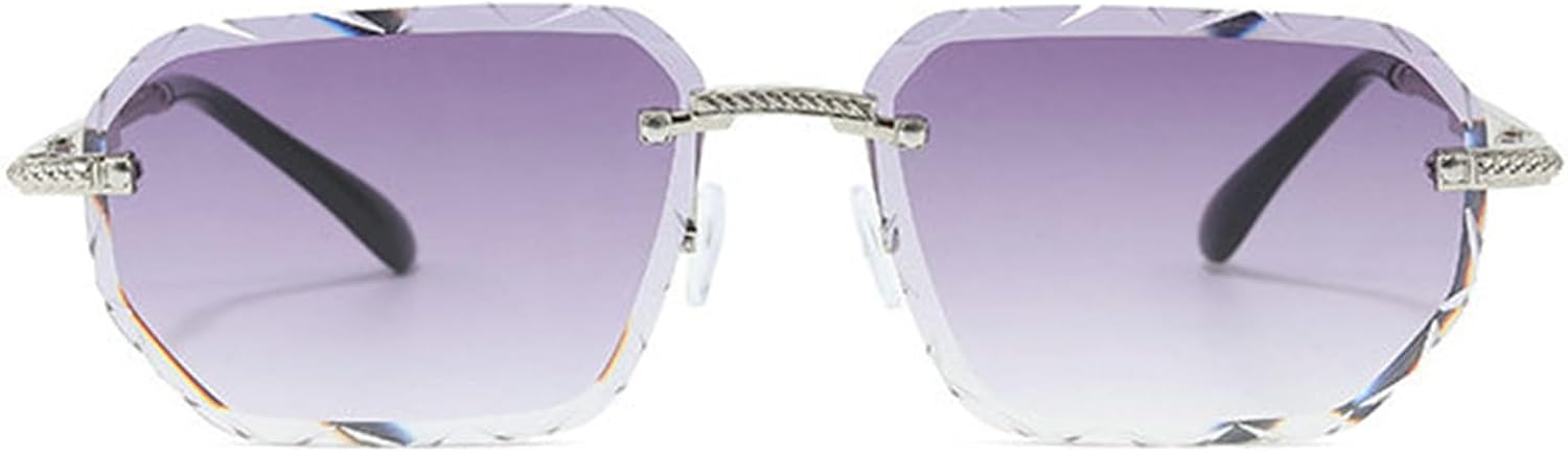 

Солнцезащитные очки Willochra без оправы с алмазной огранкой, винтажные квадратные солнцезащитные очки с градиентным переходом цвета, мужские и женские, металлические, модные, в стиле панк, трендовые очки, C2