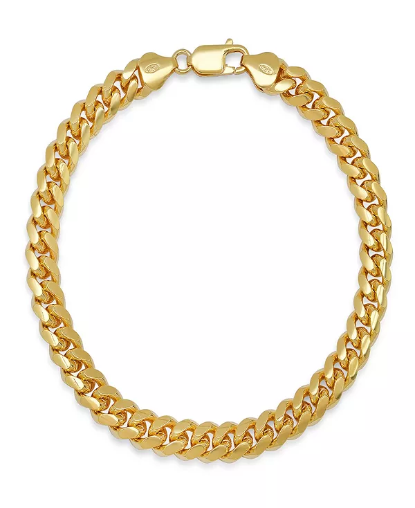 

Браслет-Цепочка унисекс из стерлингового серебра с кубинскими звеньями Steeltime, gold