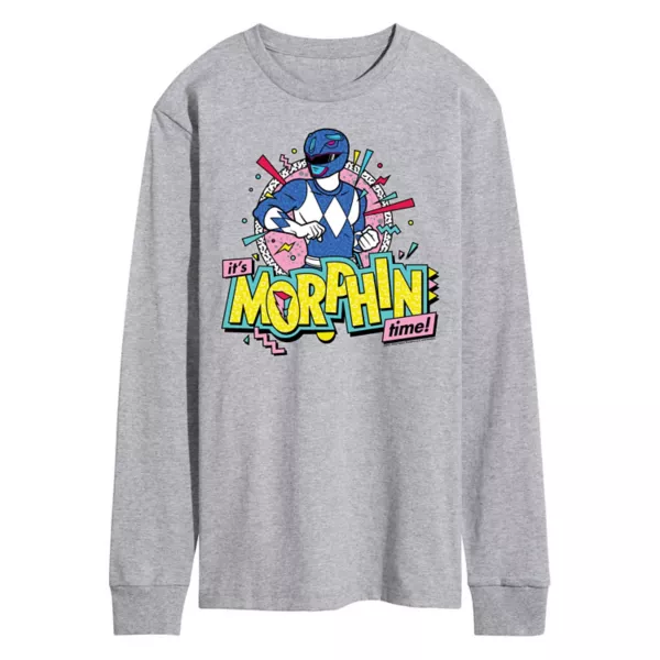 

Мужская футболка с длинным рукавом Power Rangers Morphin Blue с принтом Licensed Character, серый
