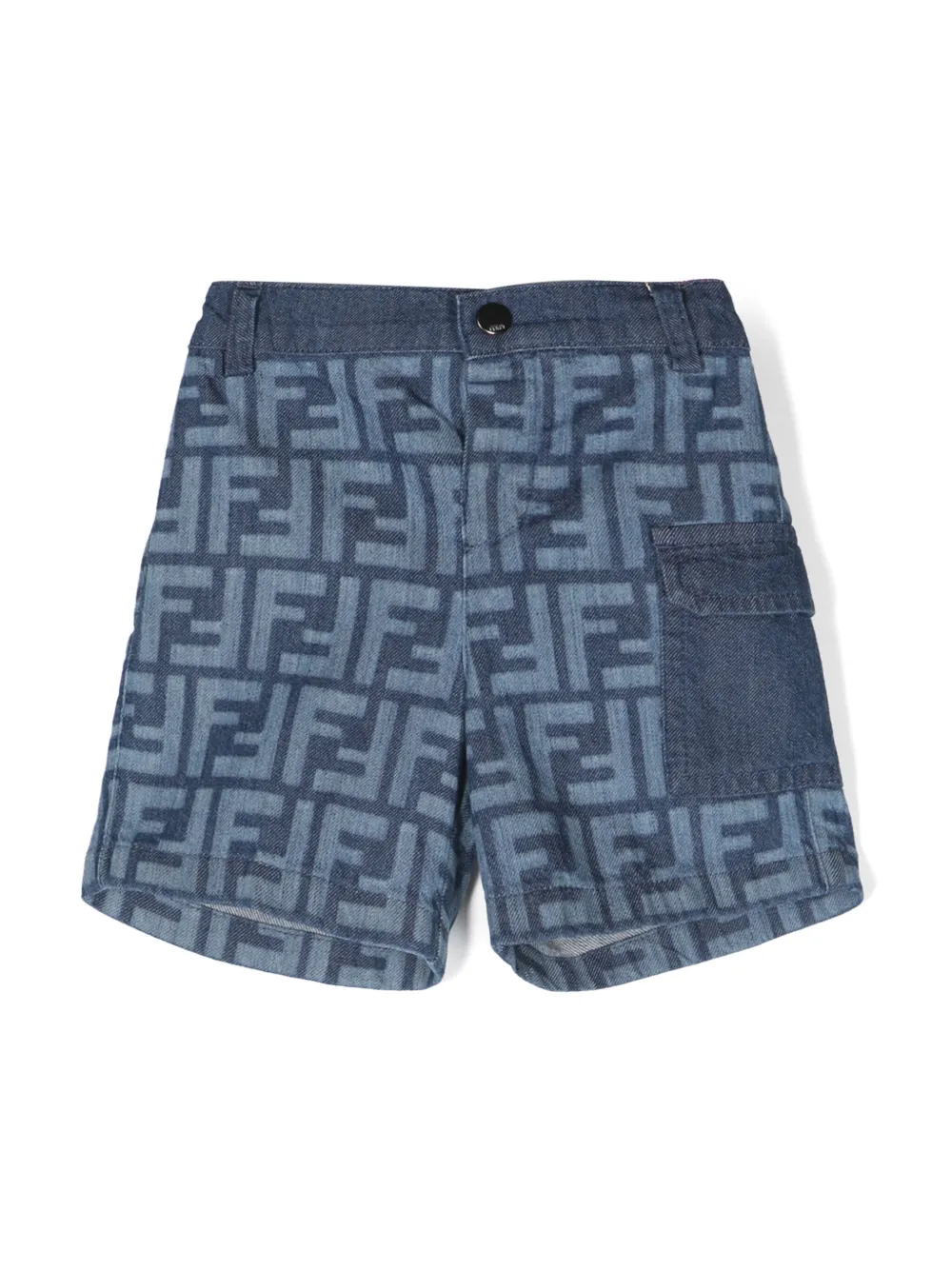 

Джинсовые шорты с логотипом FF FENDI KIDS, синий