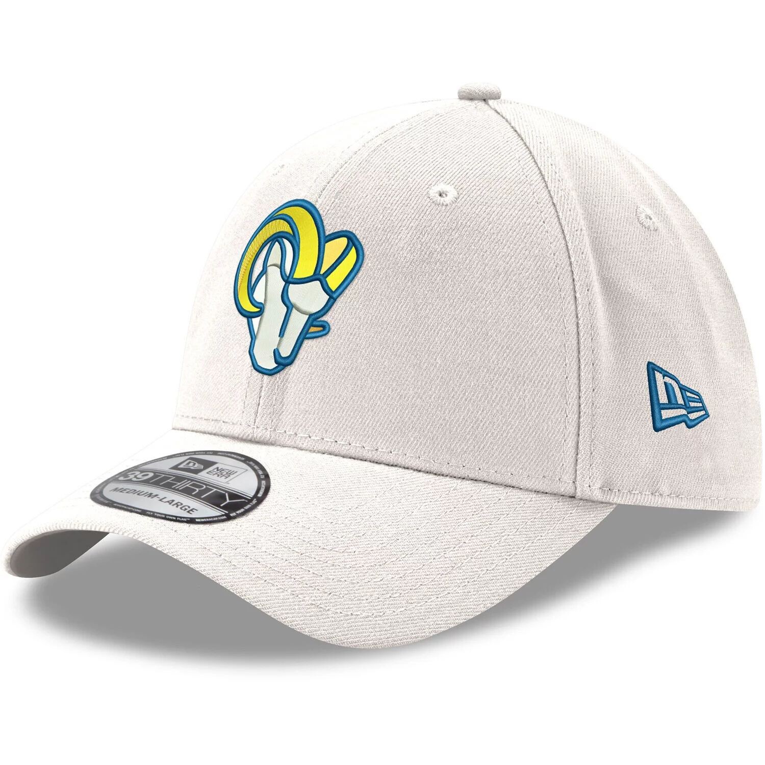 

Мужская кепка New Era White Los Angeles Rams Ram Head Iced II 39THIRTY Flex Hat
