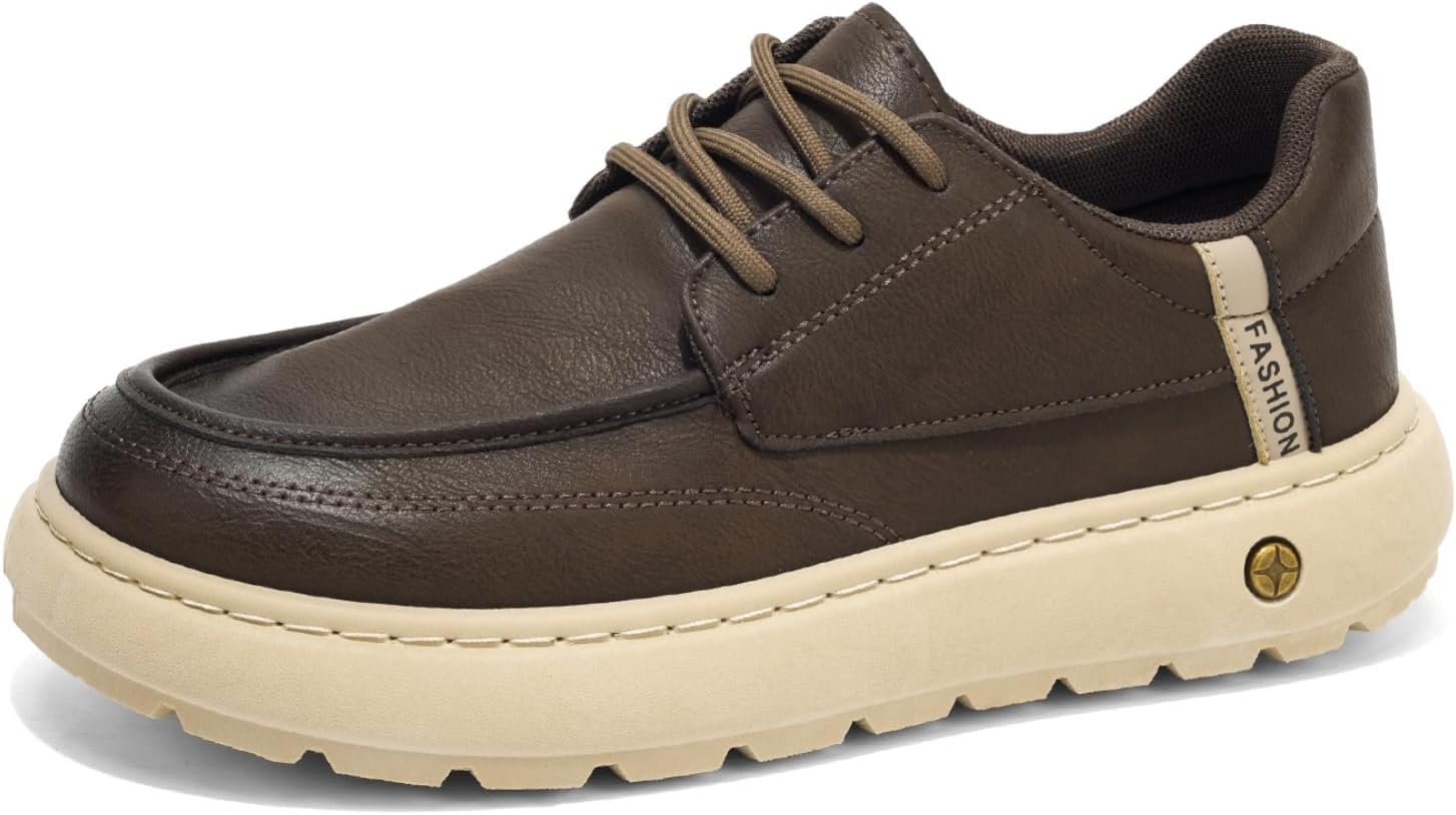 

Мужские черные кожаные повседневные туфли на шнуровке с круглым носком, толстой легкой подошвой и модной детализацией, подходят для ежедневных поездок, делового повседневного стиля и отдыха на выходных Psieicwm