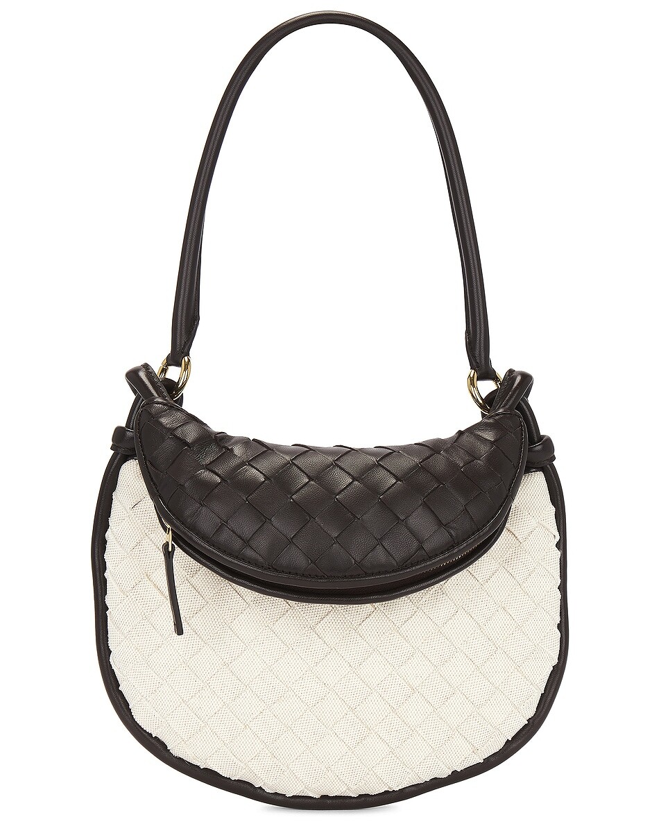 

Мини-сумка Gemini Bottega Veneta, цвет Natural, Fondant, & Muse Brass