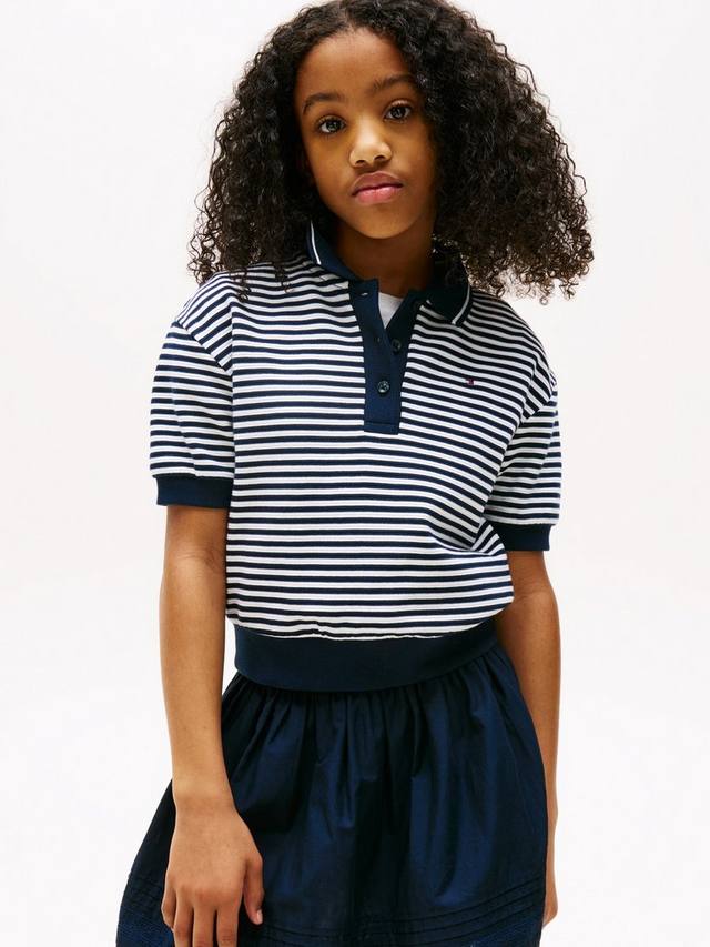 

Детская поло из хлопковой смеси с расслабленным кроем и полосками Tommy Hilfiger, Blue/Multi