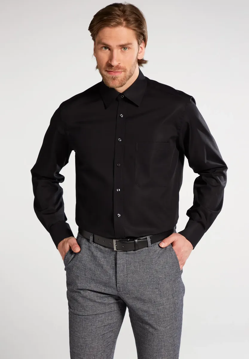 

Рубашка Eterna с длинными рукавами "COMFORT FIT", черный