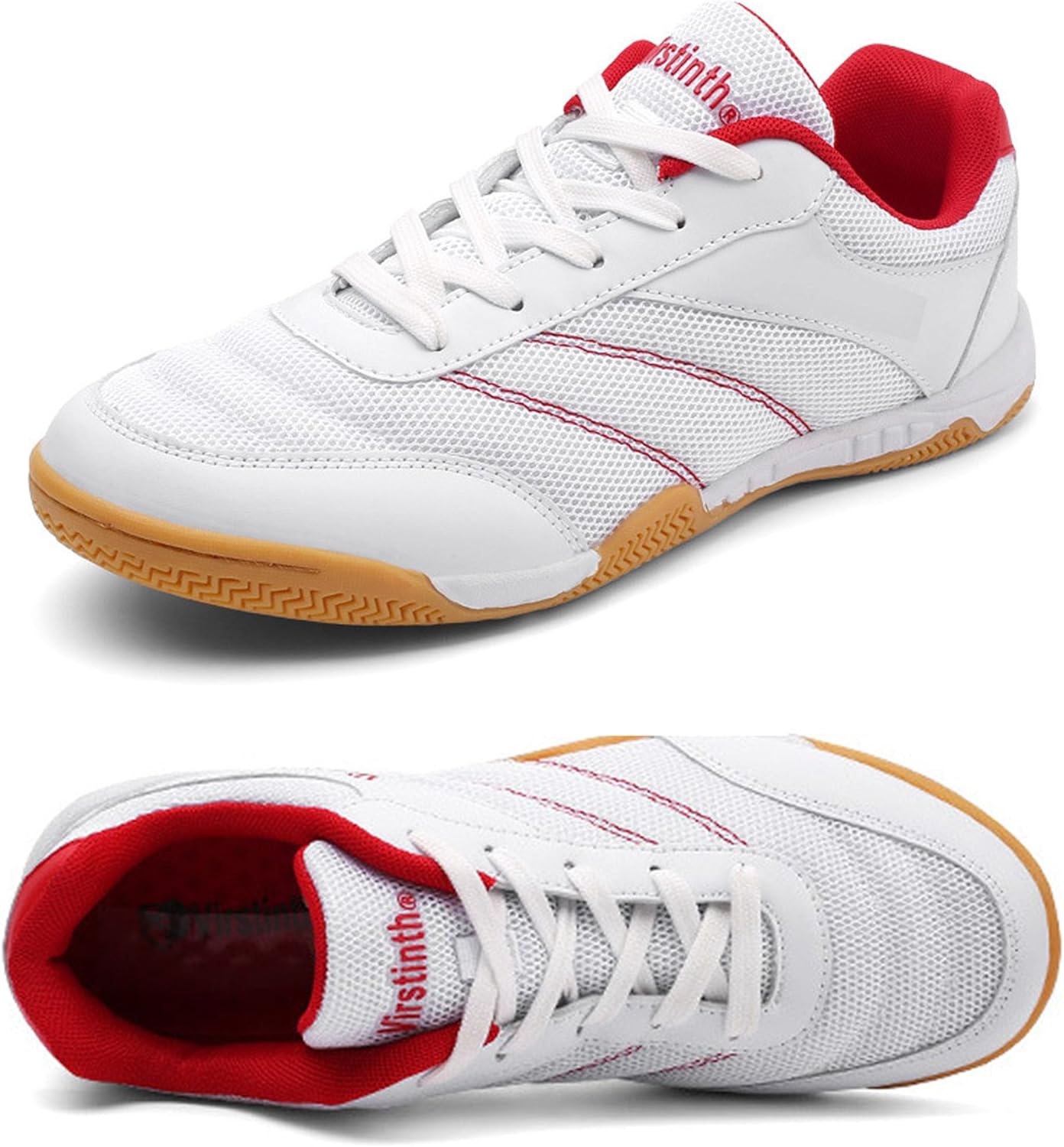 

Кроссовки для пиклбола для женщин и мужчин с амортизацией, противоскользящие, дышащие Qahdeikd, белый/красный