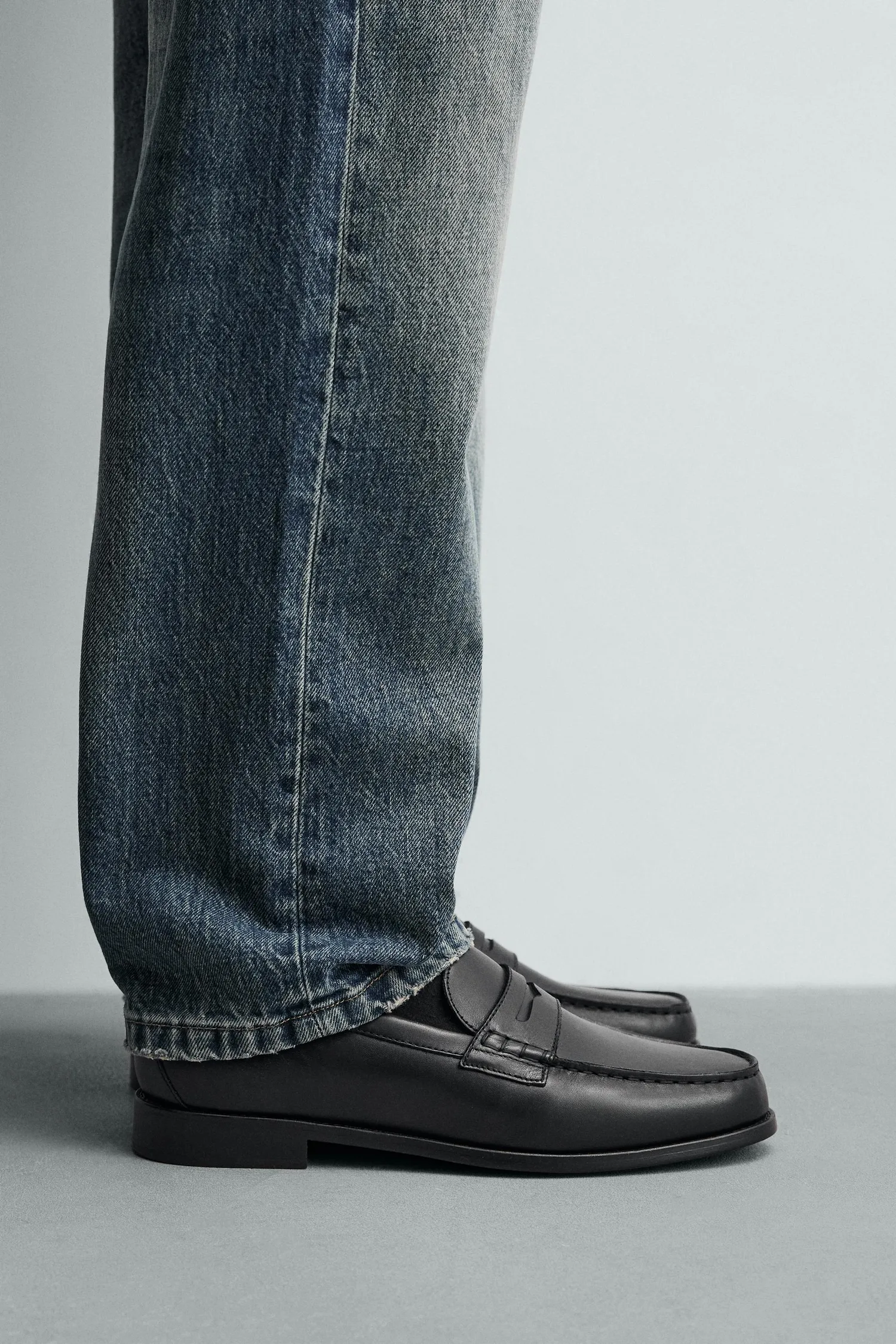 Кожаные лоферы Zara, черный