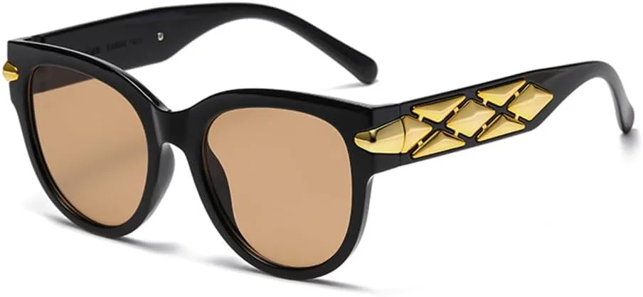 

Солнцезащитные очки LVTFCO овальной формы, мужские, в стиле хип-хоп, круглые, в ацетатной оправе, женские, модные, с защитой от УФ-излучения UV400, Black Brown