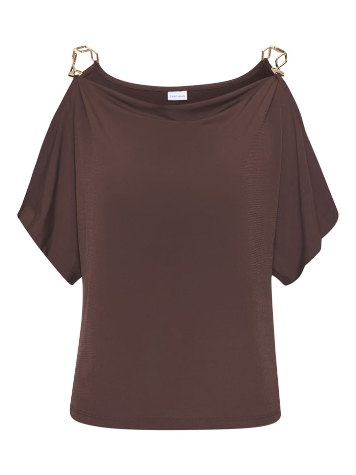 

Рубашка с короткими рукавами коричневого цвета LASCANA