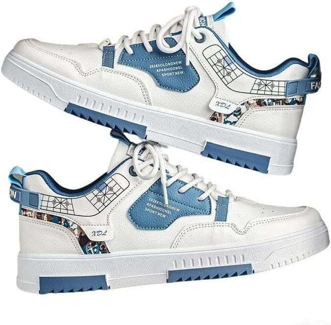 

Мужские удобные противоскользящие кеды для скейтбординга, легкие кроссовки для ходьбы, стильные повседневные скейт-кроссовки, подходят для активного отдыха и уличного стиля Huayorong, белый/синий