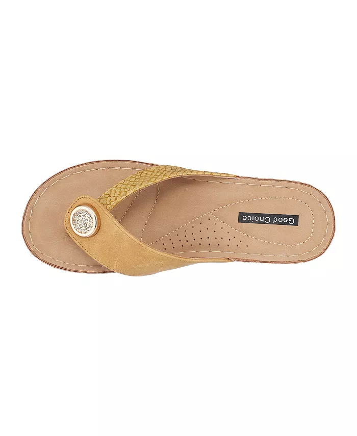 Женские босоножки на танкетке Dafni Thong Comfort Gc Shoes, желтый — фото 4
