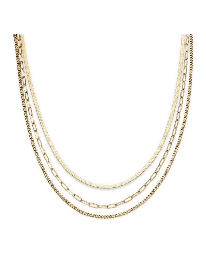 

s.Oliver Многослойное колье из нержавеющей стали в золотом исполнении