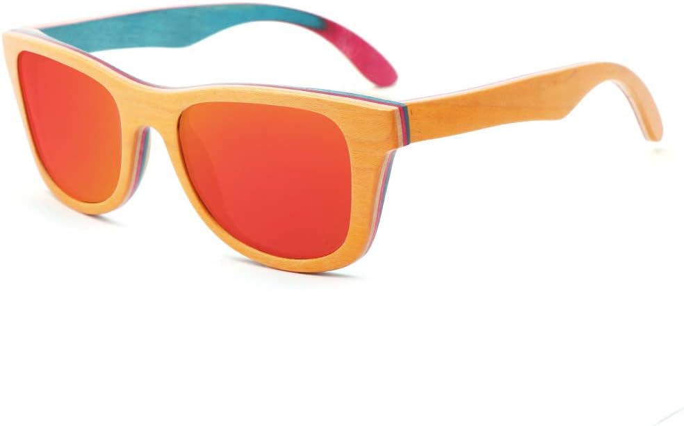 

Поляризованные солнцезащитные очки для мужчин, деревянная оправа, ручная работа, 100% защита от УФ-излучения, поляризованные линзы, очки для активного отдыха K5641 KSVEREN, Orange