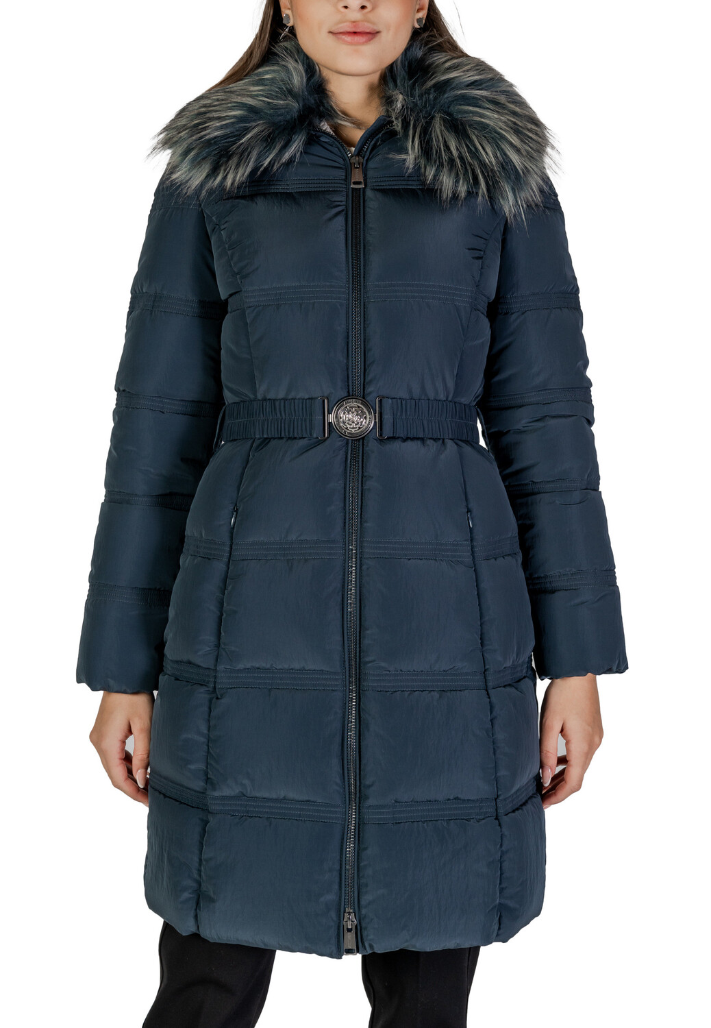 

Пуховик Guess с мехом, синий