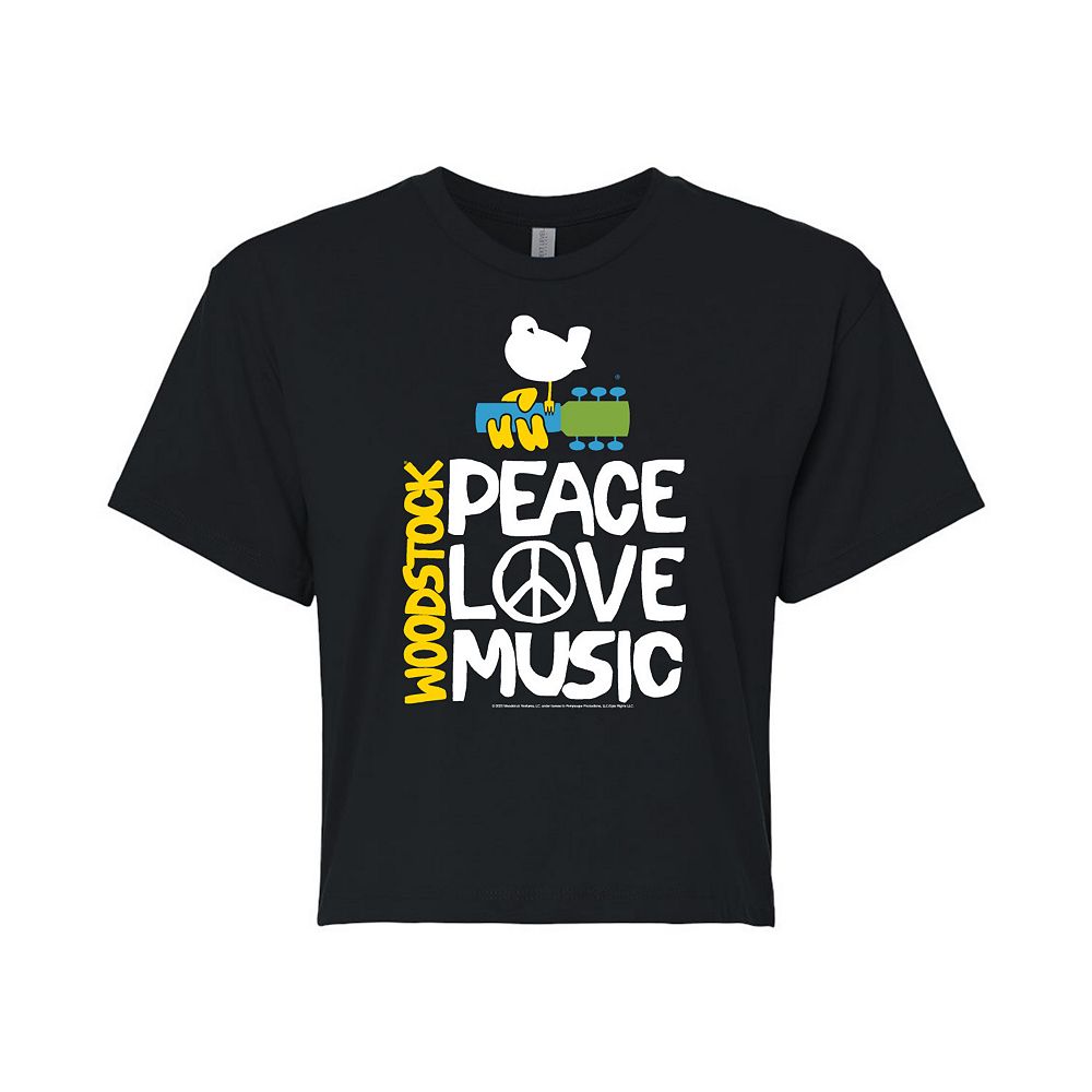 

Укороченная футболка Woodstock Peace Love Music для юниоров Licensed Character, черный