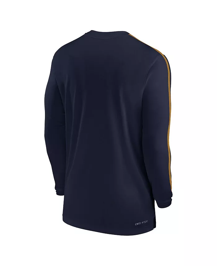Мужская синяя футболка West Virginia Mountaineers 2024 Sideline Coach UV Performance с длинным рукавом Nike — фото 3