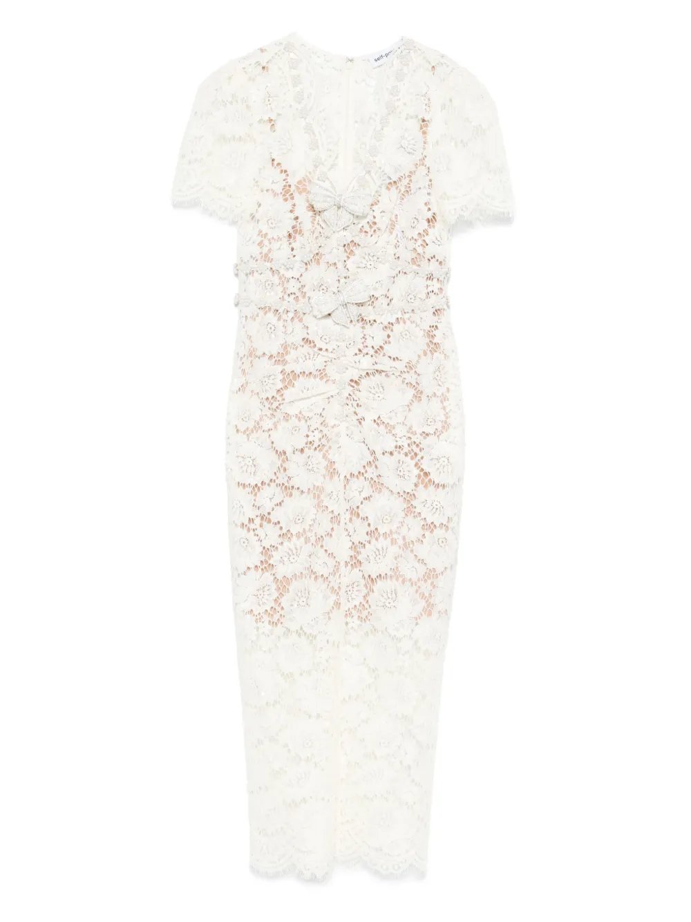

Кружевное платье миди Self-Portrait, белый