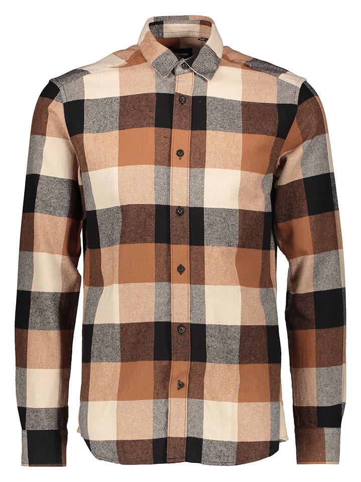 

Рубашка ONLY & SONS, цвет braun/beige/schwarz