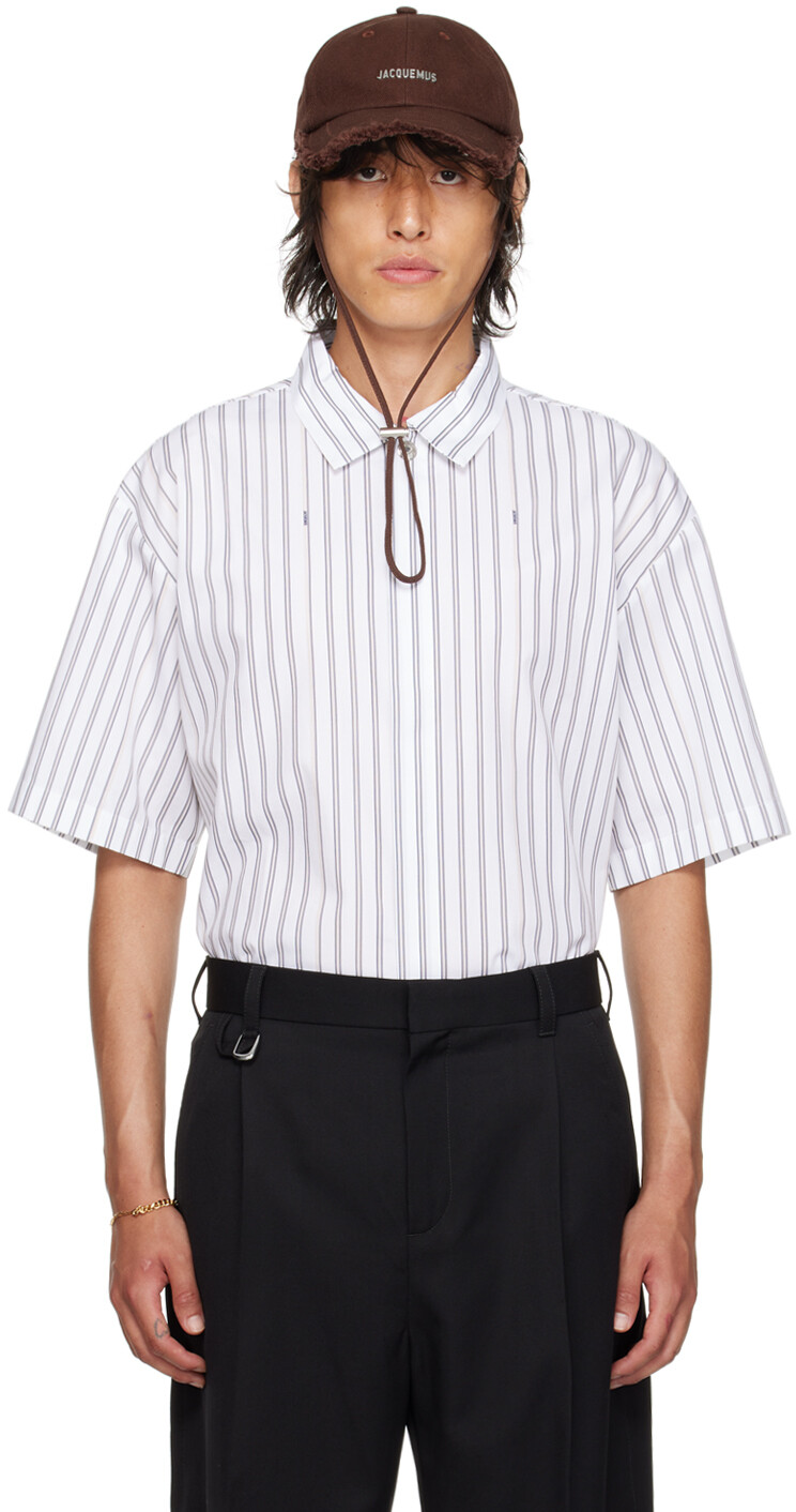 

Бело-бежевая рубашка Les Classiques 'La Chemise' JACQUEMUS