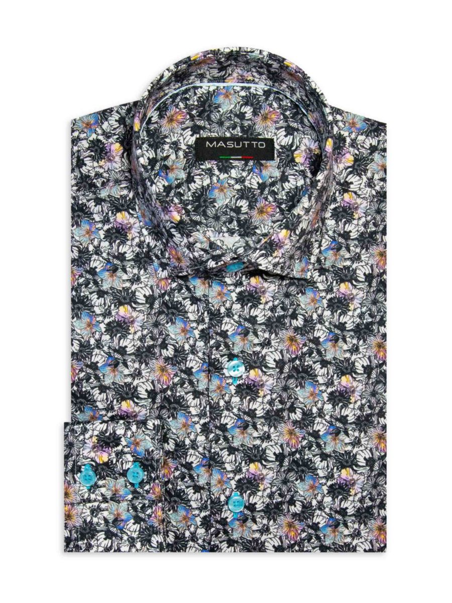 

Рубашка с цветочным принтом Masutto, черный