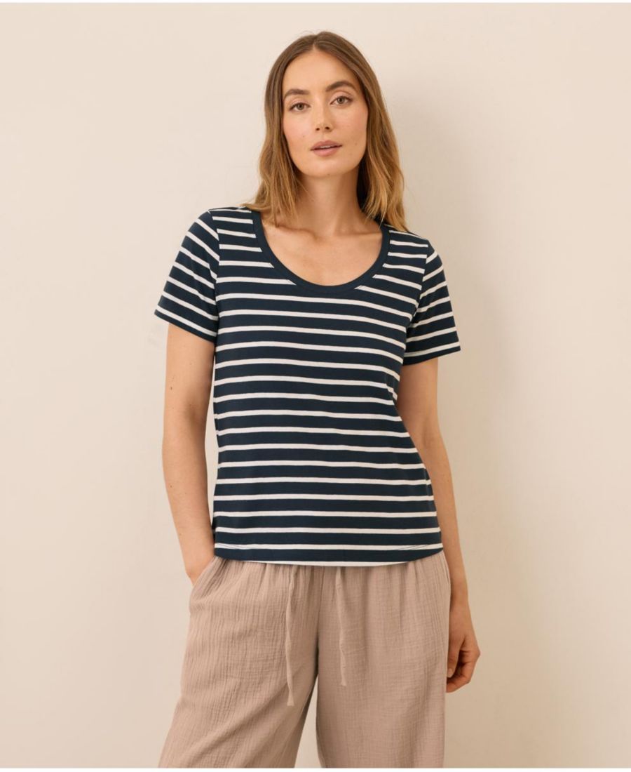 

Женская футболка с круглым вырезом из органического хлопка Softspun Pact, Monterey stripe