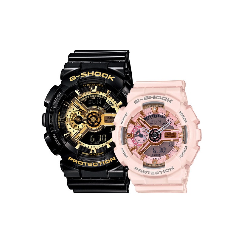 

CASIO Часы Unisex Pair Table Series Black Watch, Pink+Black Gold Dial