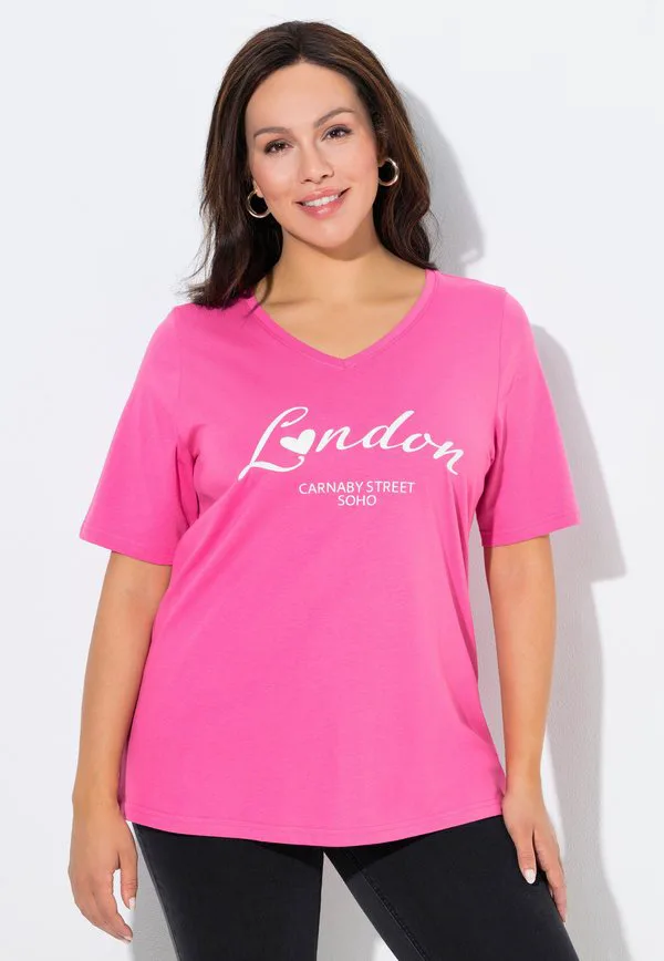 

Футболка с графическим принтом «лондон» Ulla Popken, Pink, Розовый, Футболка с графическим принтом «лондон» Ulla Popken, Pink