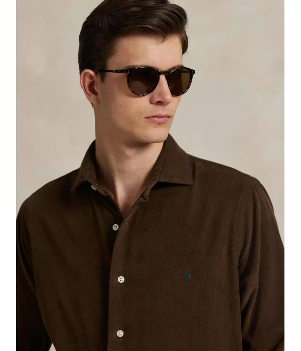 Вельветовая рубашка Slim fit Polo Ralph Lauren, коричневый — фото 4