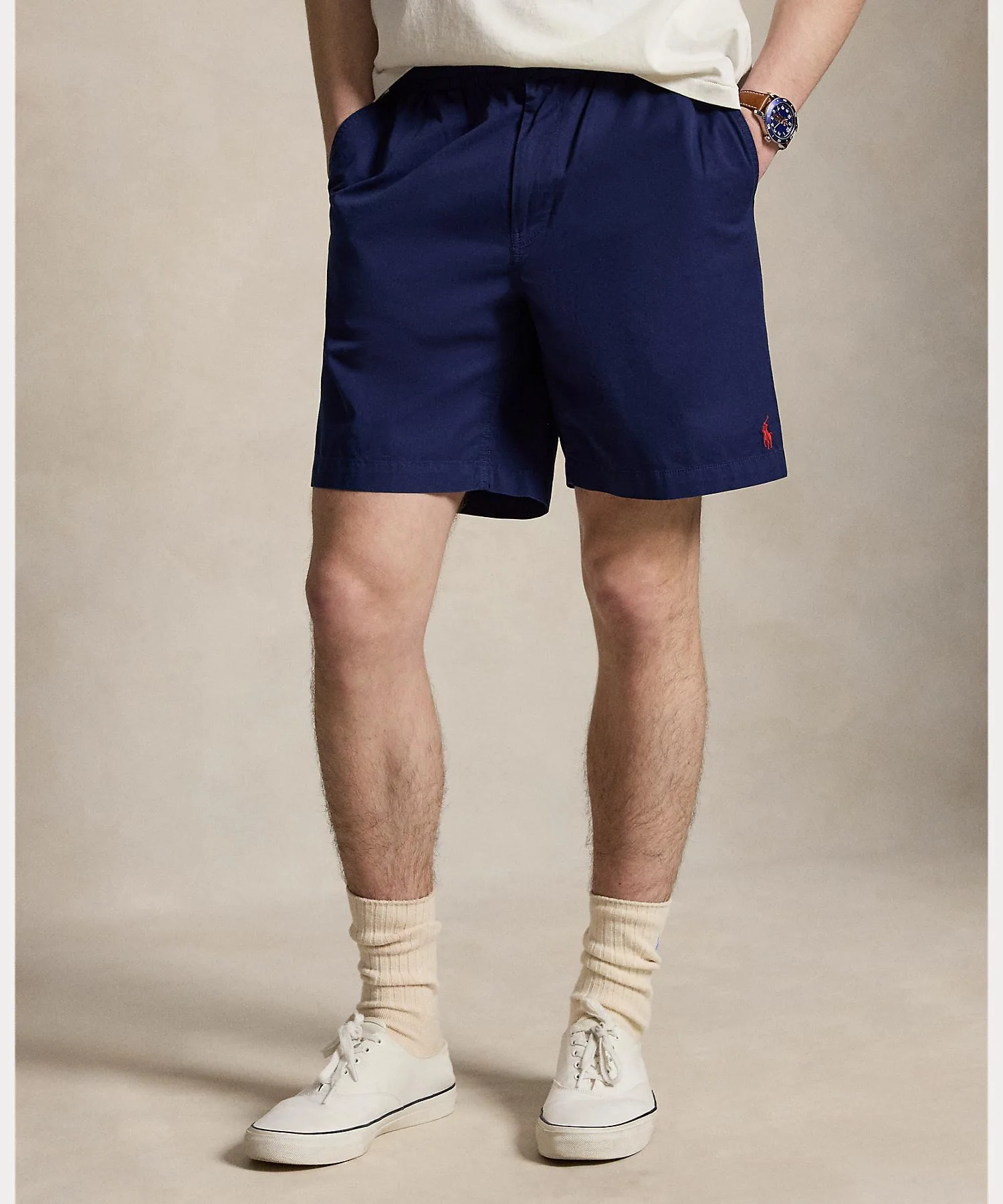 Мужские шорты из хлопкового твила Polo Prepstar 8-inch POLO RALPH LAUREN темно-синие — фото 3