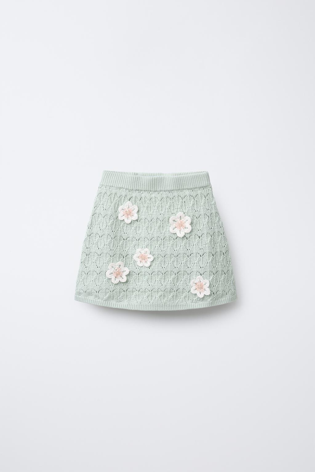 

Бисером цветочный вязать юбка ZARA, цвет Sea green