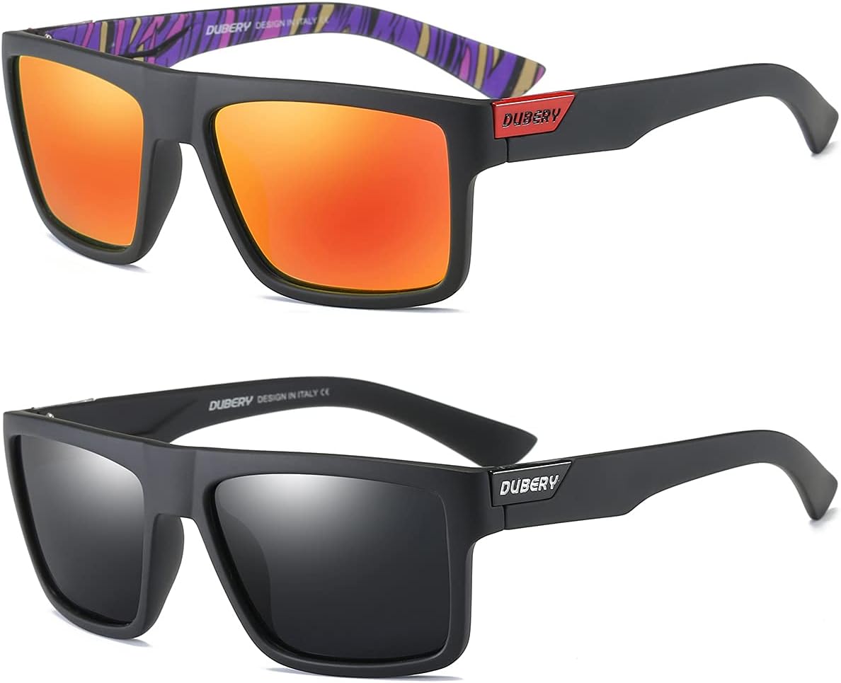 

Ретро поляризованные солнцезащитные очки для мужчин и женщин. Классические винтажные квадратные солнцезащитные очки с защитой UV400, цвет D918 Tramean, 2 Pack(black/Black+black/Red)