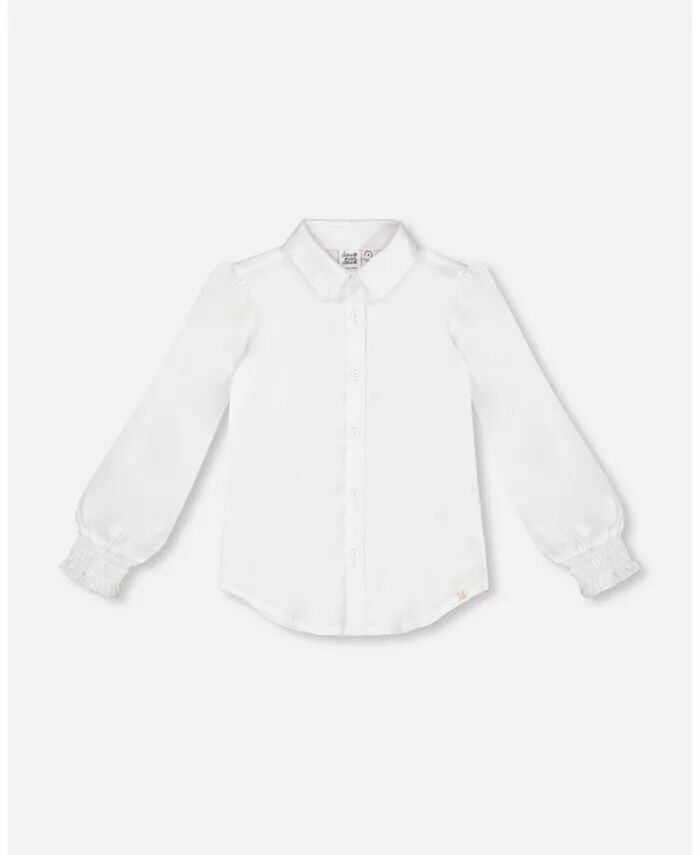

Рубашка с длинными рукавами и пуговицами для девочек-малышей Off White - Toddler, Child Deux Par Deux, белый