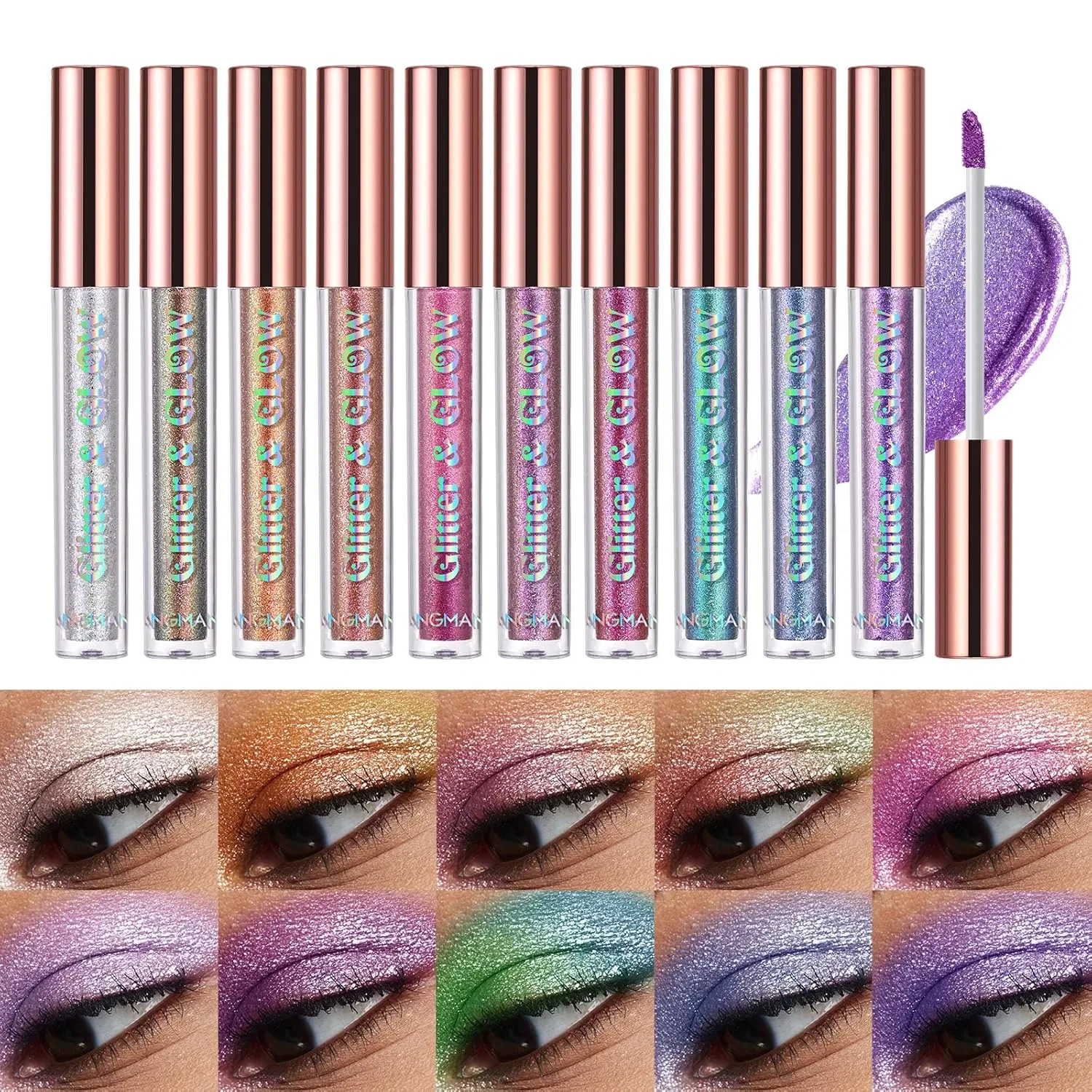 Набор жидких теней для век с шиммером, 10 цветов от Beauty Searcher Beauty Searcher, B
