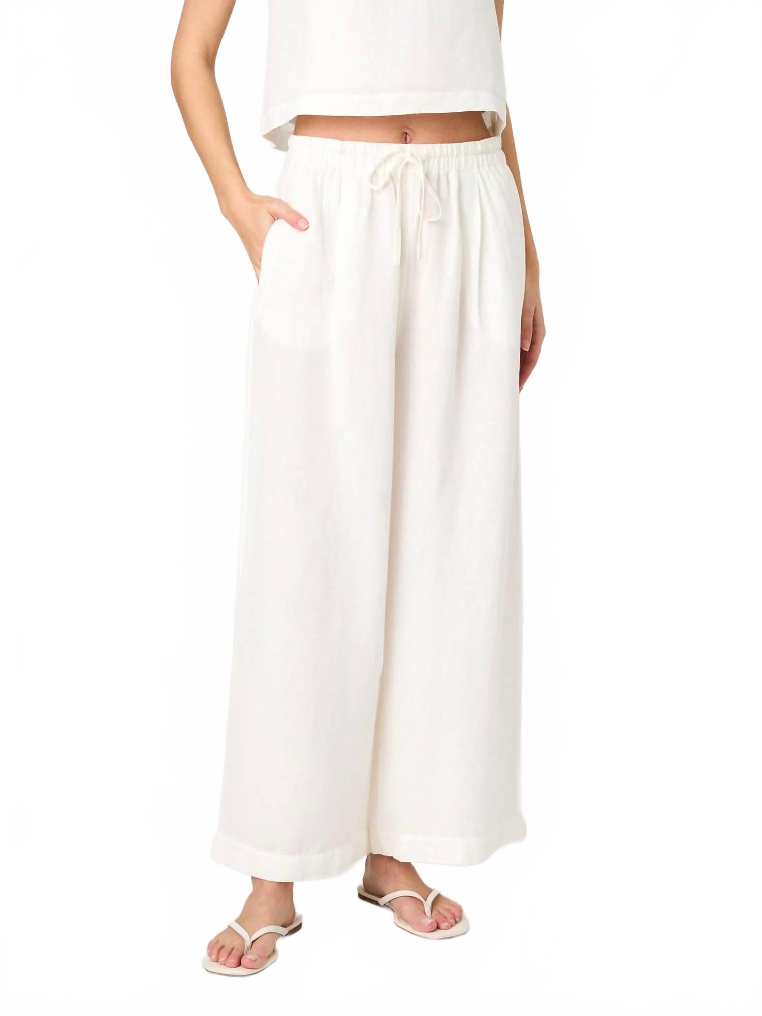 

Брюки Birdie Linen Wide Leg в летнем белом цвете French Connection