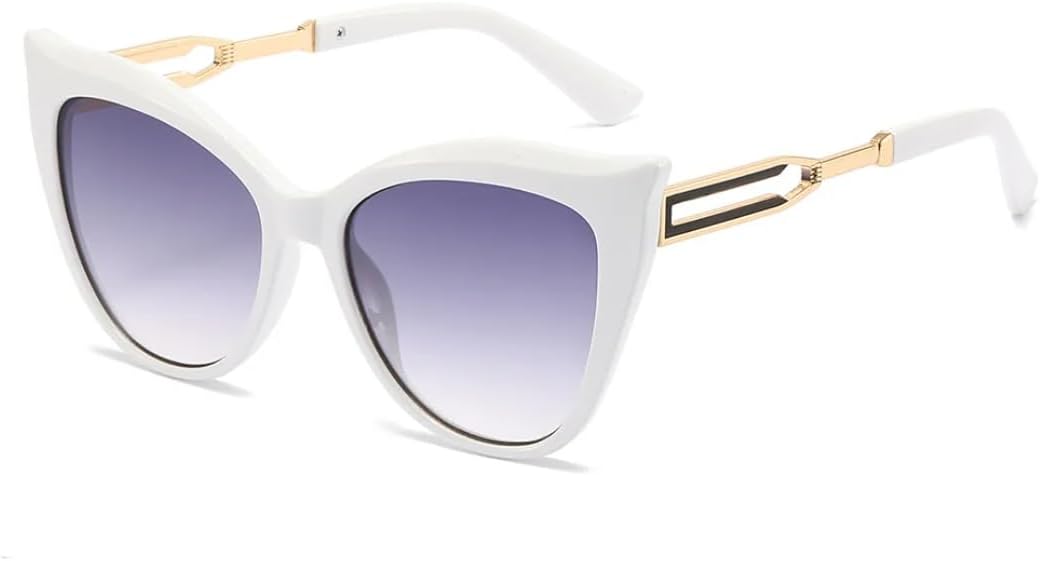 

Винтажные женские солнцезащитные очки «кошачий глаз» для женщин и мужчин, модные солнцезащитные очки большого размера с градиентным переходом цвета, защита от УФ-излучения UV400 VVTWSSW, White Gray