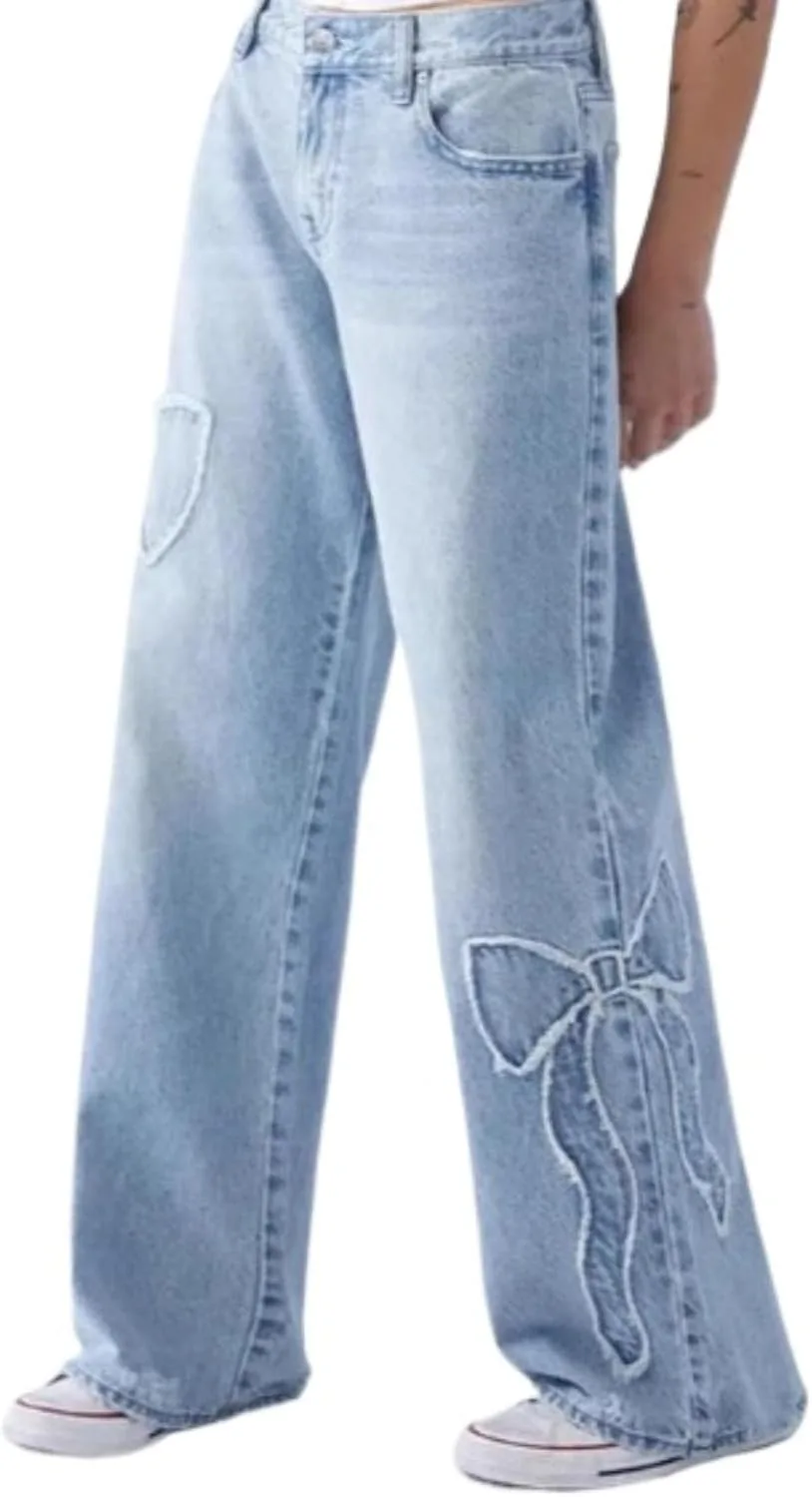 

Джинсы женские High Waisted Straight Leg с вышивкой бант IQWVP