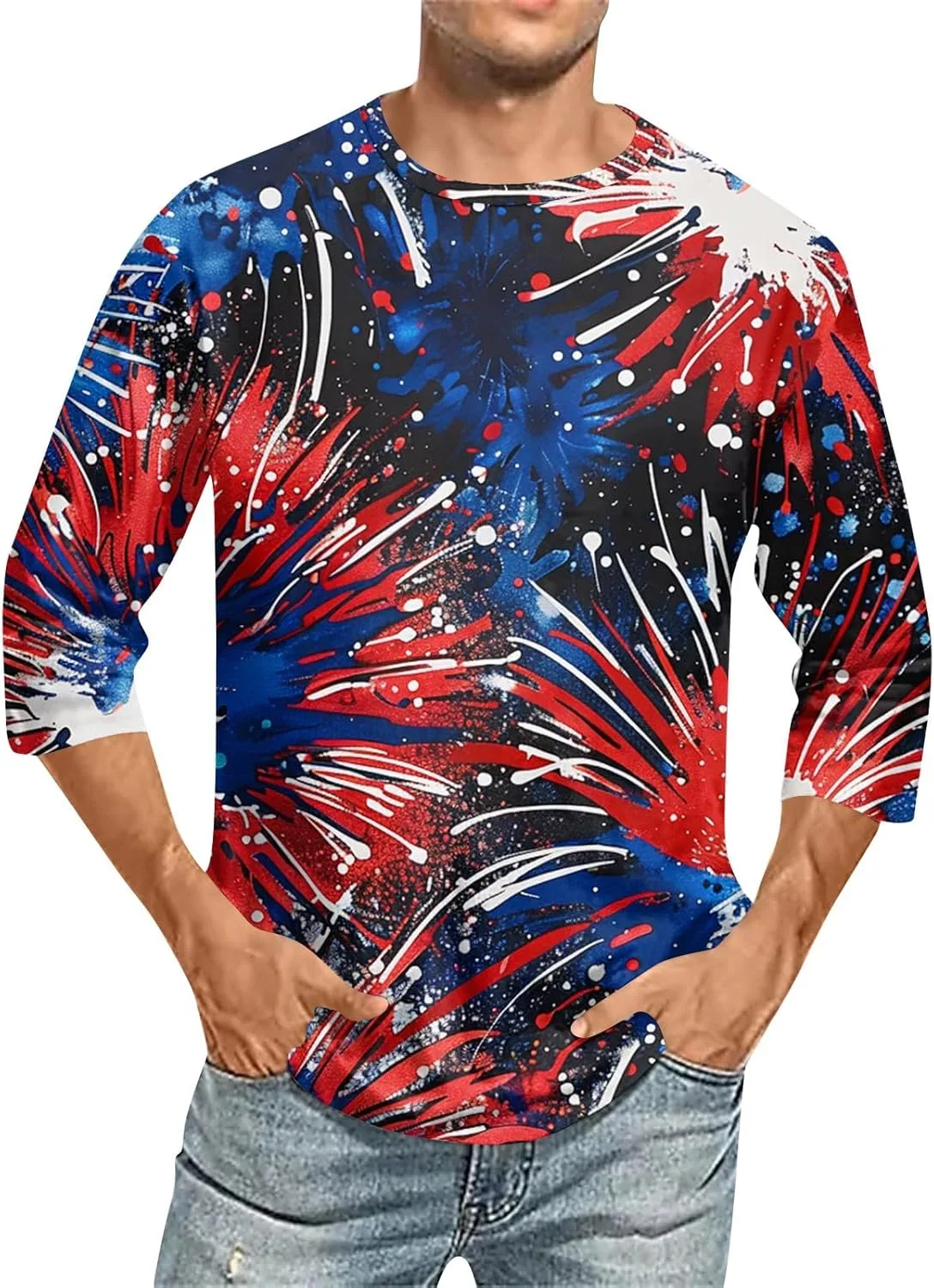 

WENKOMG1 мужская бейсболка с коротким рукавом и принтом ко Дню независимости, S-2XL