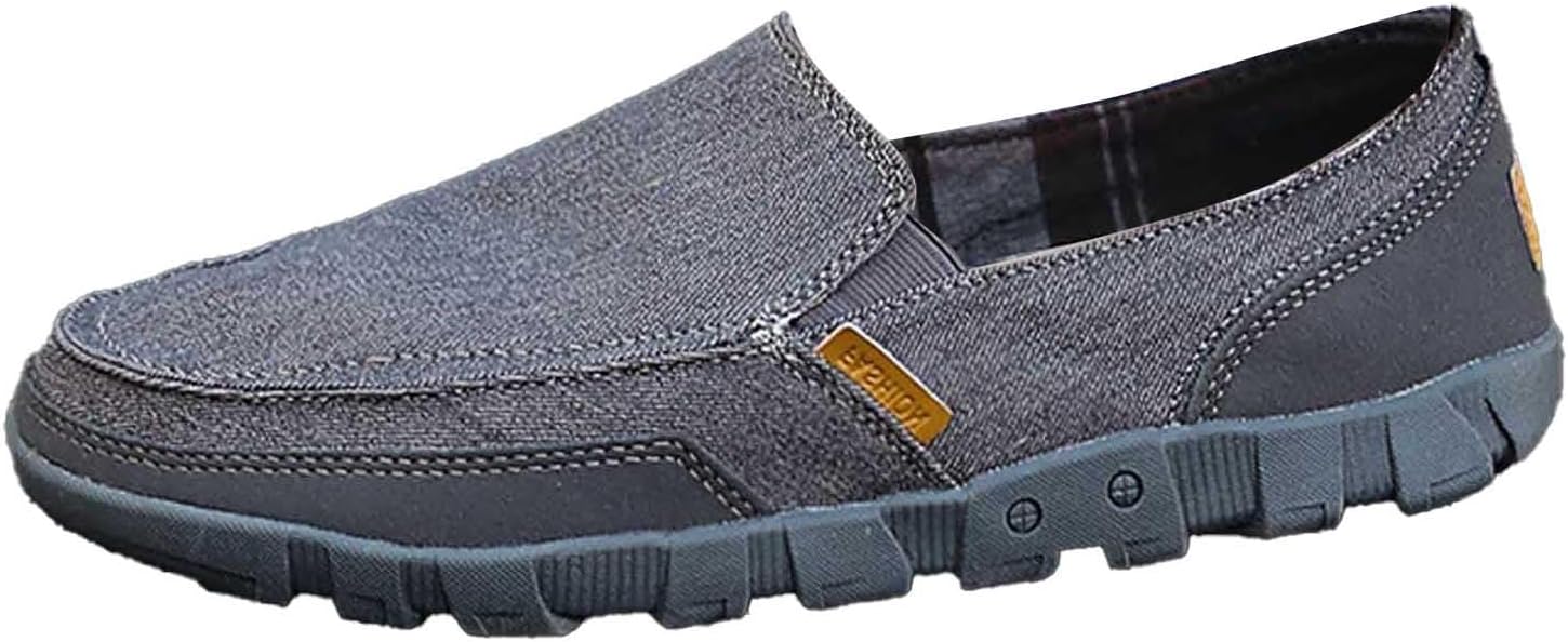 

Мужские повседневные лоферы из холщовой ткани, дышащие, удобные, на плоской подошве, легкая обувь, подходящая для ежедневного ношения Generic, серый