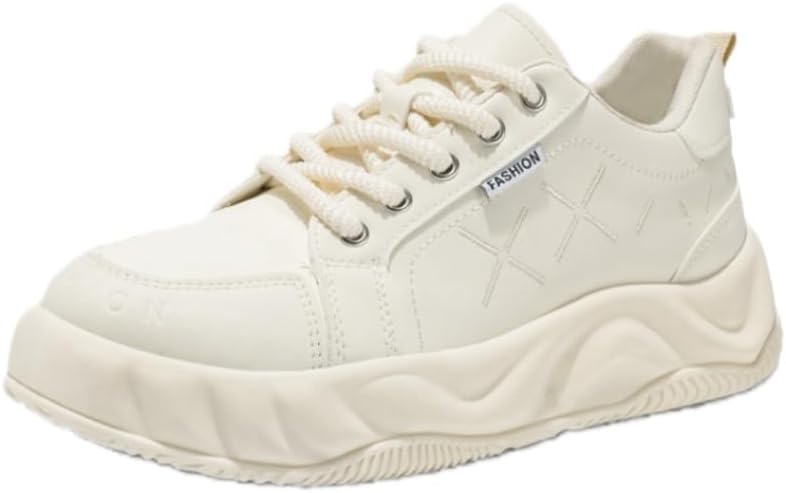 

Мужские модные спортивные кроссовки с толстой подошвой - противоскользящие, прочные, удобные, с шнуровкой, подходят для всех сезонов Fusecottc, слоновая кость