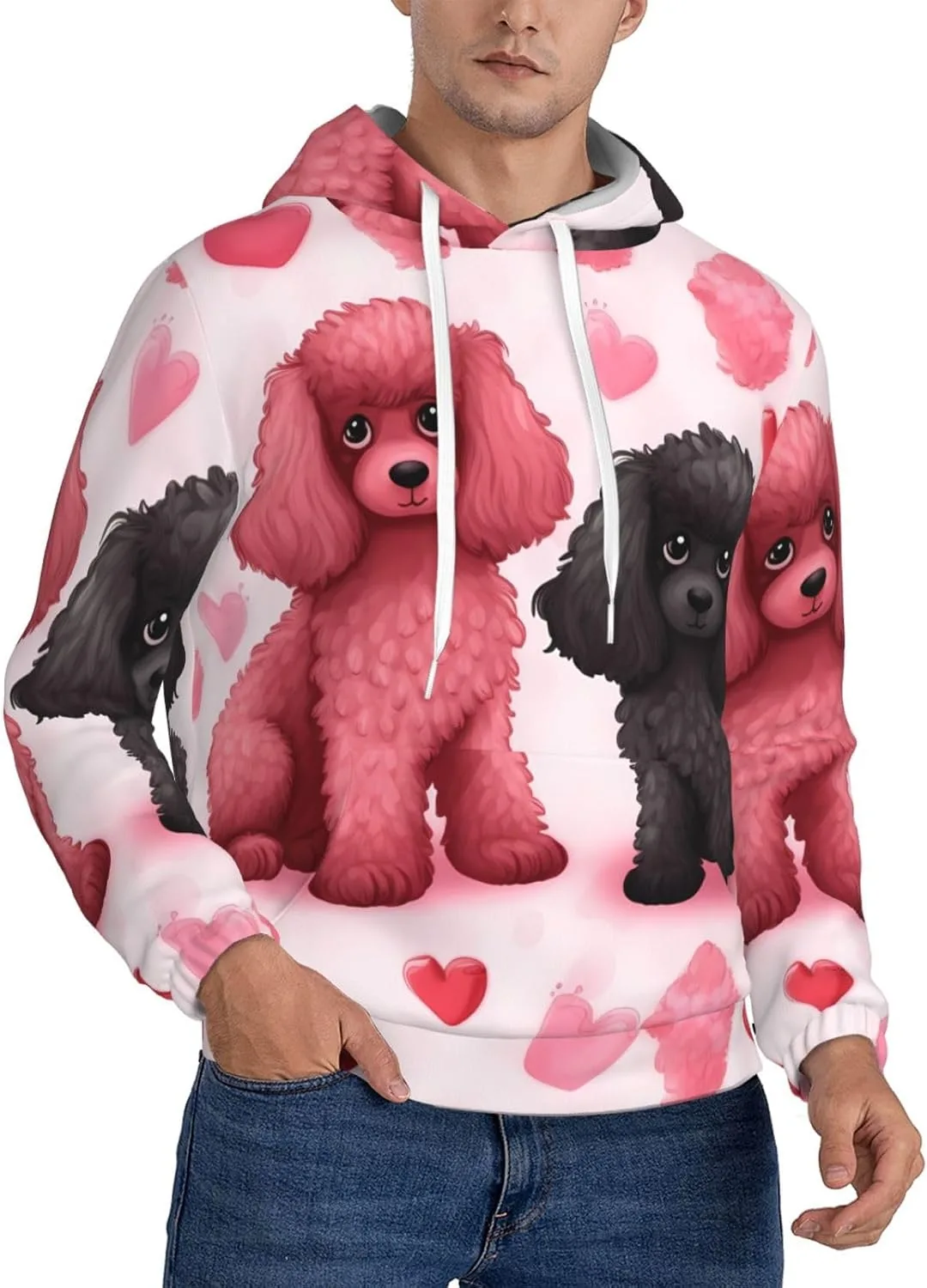 

Мужская флисовая толстовка с капюшоном Pink Poodles KKLWEGU