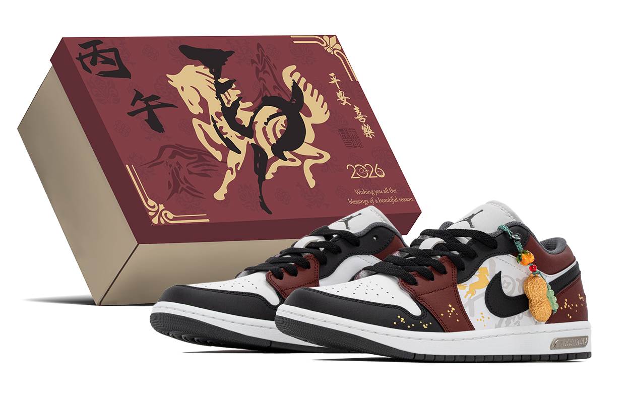 

Air 1 CNY Box, Good Things Will Happen Абразивостойкие низкие винтажные баскетбольные кроссовки мужские Jordan, черный красный белый